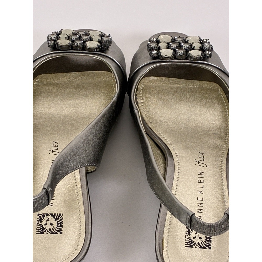 Anne Klein Aklovesome Pewter Metallic Sling Back Shoes iflex Size 7M Comfort - Picture 8 of 15